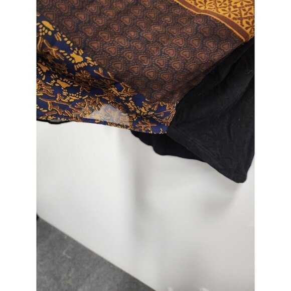 Ruff Hewn Grey Womens Tunic Top Size 2X Black Multi Floral Mixed Media Pullover - Picture 4 of 8